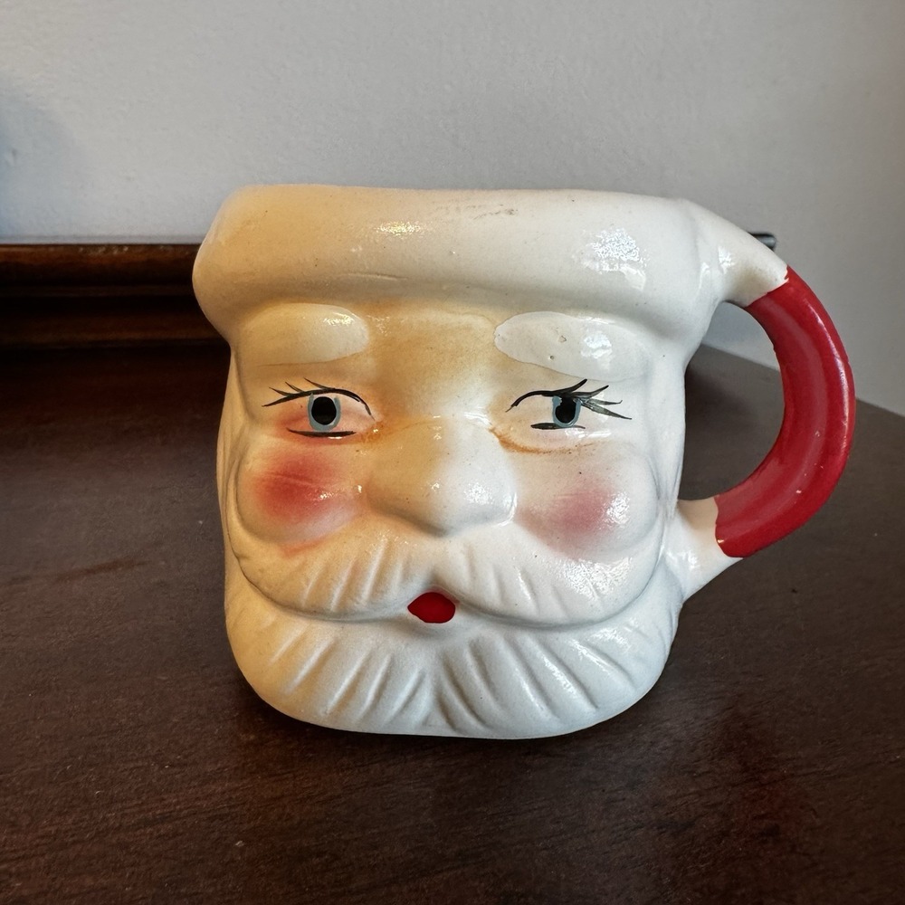 Vintage Santa Mug Smiling Rosy Cheeks 1950's Japan 3" Inch Nice Paint Ceramic